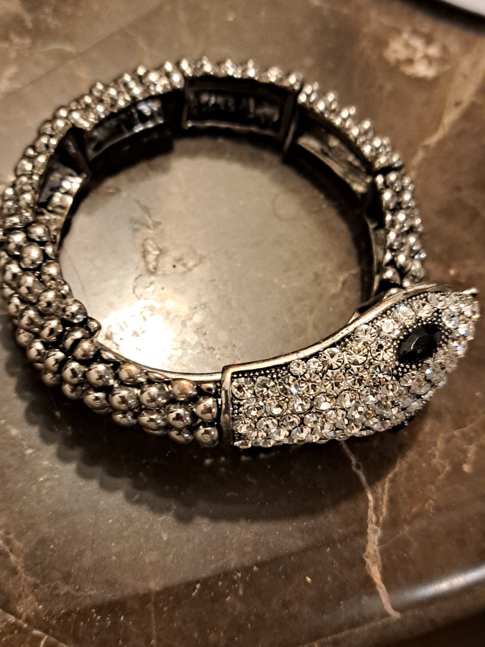Crystal Pavé Snake Bracelet - Silver Tone